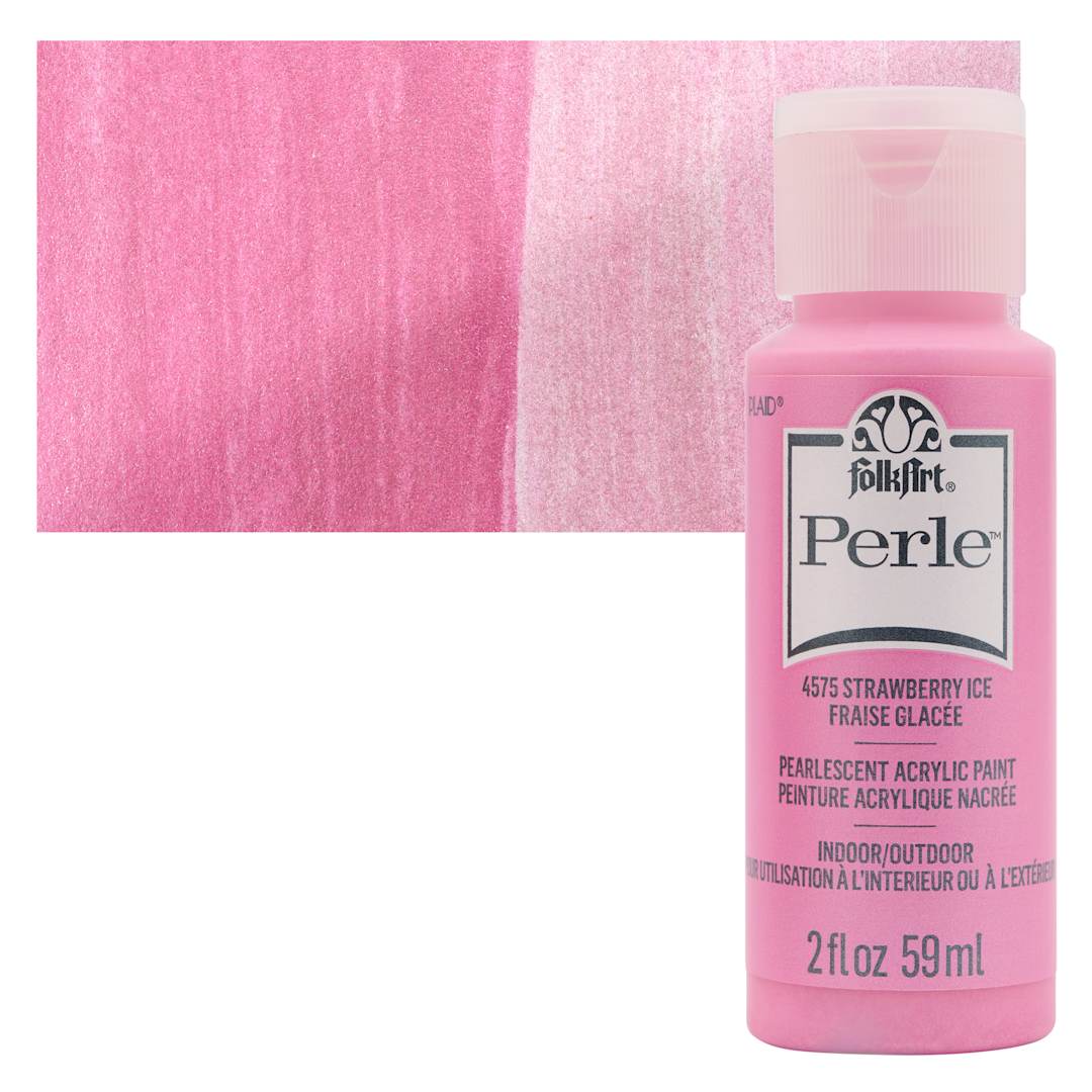 Open in modal - FolkArt Perle Acrylic Paint - Strawberry Ice, 2 oz bottle and swatch
