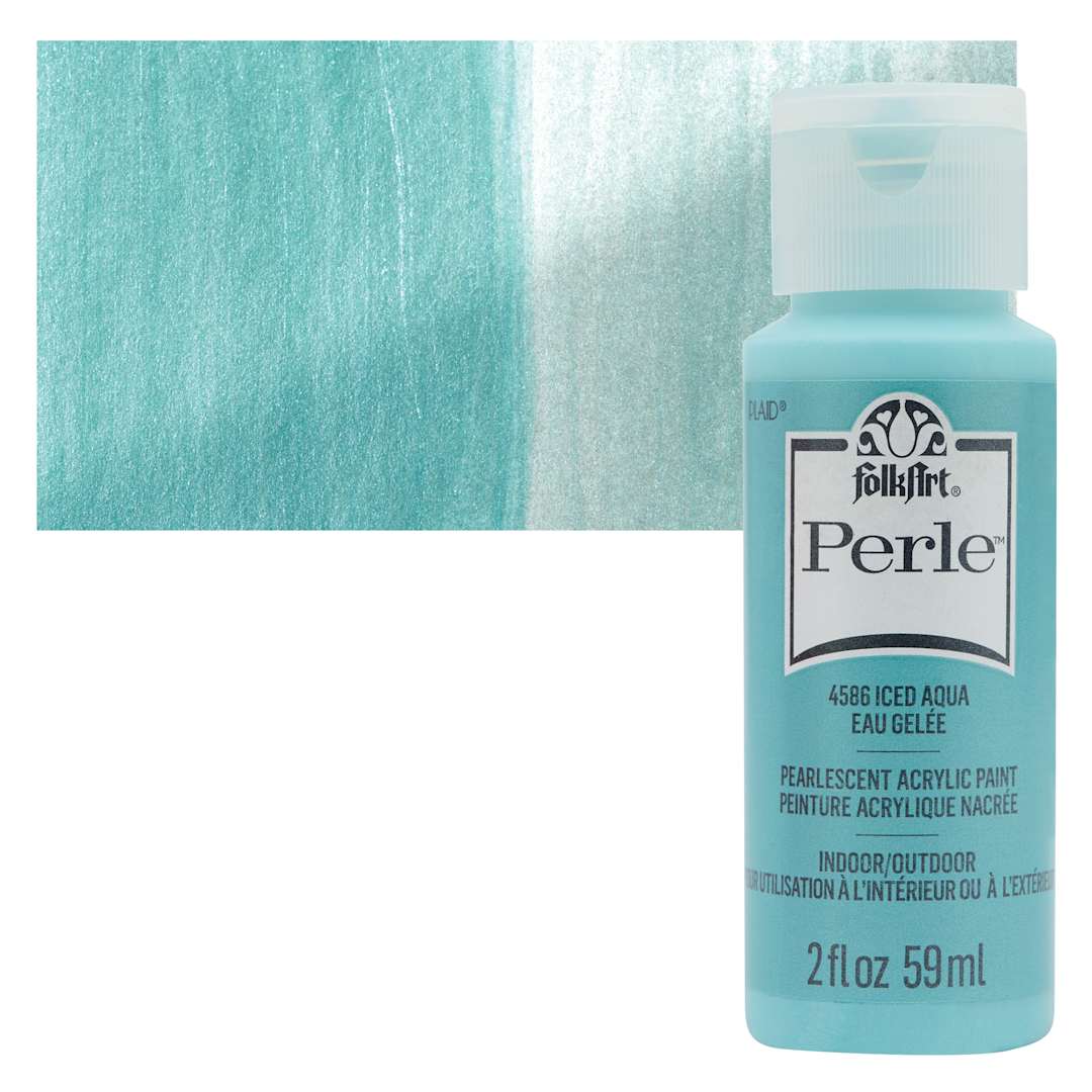 Open in modal - FolkArt Perle Acrylic Paint - Iced Aqua, 2 oz bottle and swatch