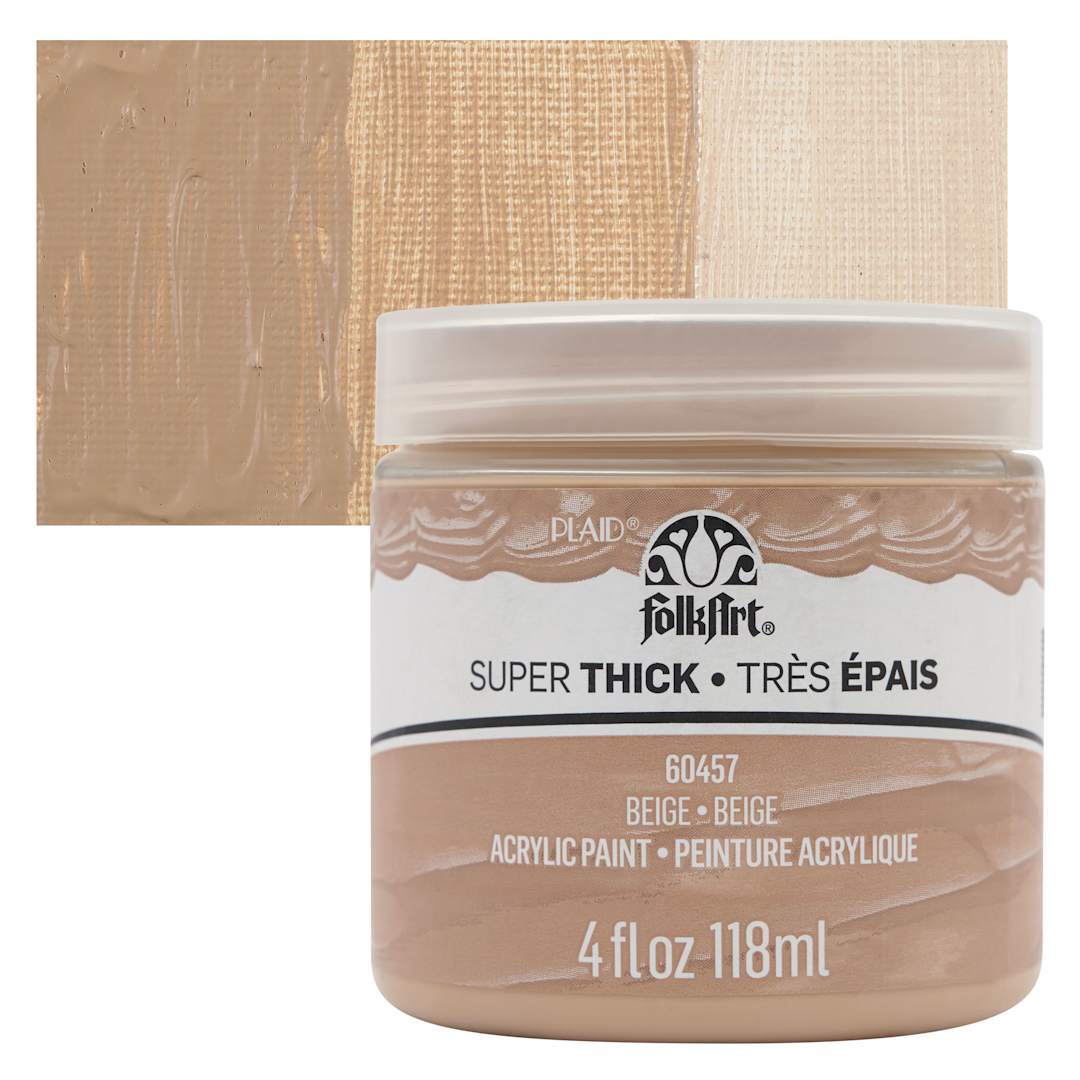 Open in modal - FolkArt Super Thick Acrylic Paint - Beige, 4 oz jar and swatch