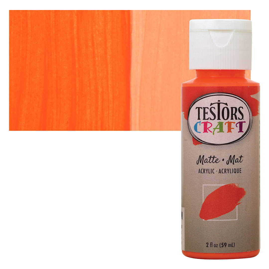 Open in modal - Testors Craft Acrylic Paint - Orange, 2 oz Bottle and swatch