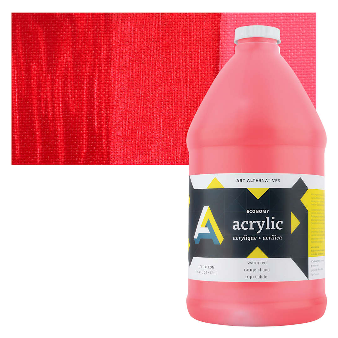 Open in modal - Art Alternatives Economy Acrylic - Warm Red, 1.9 L bottle and swatch