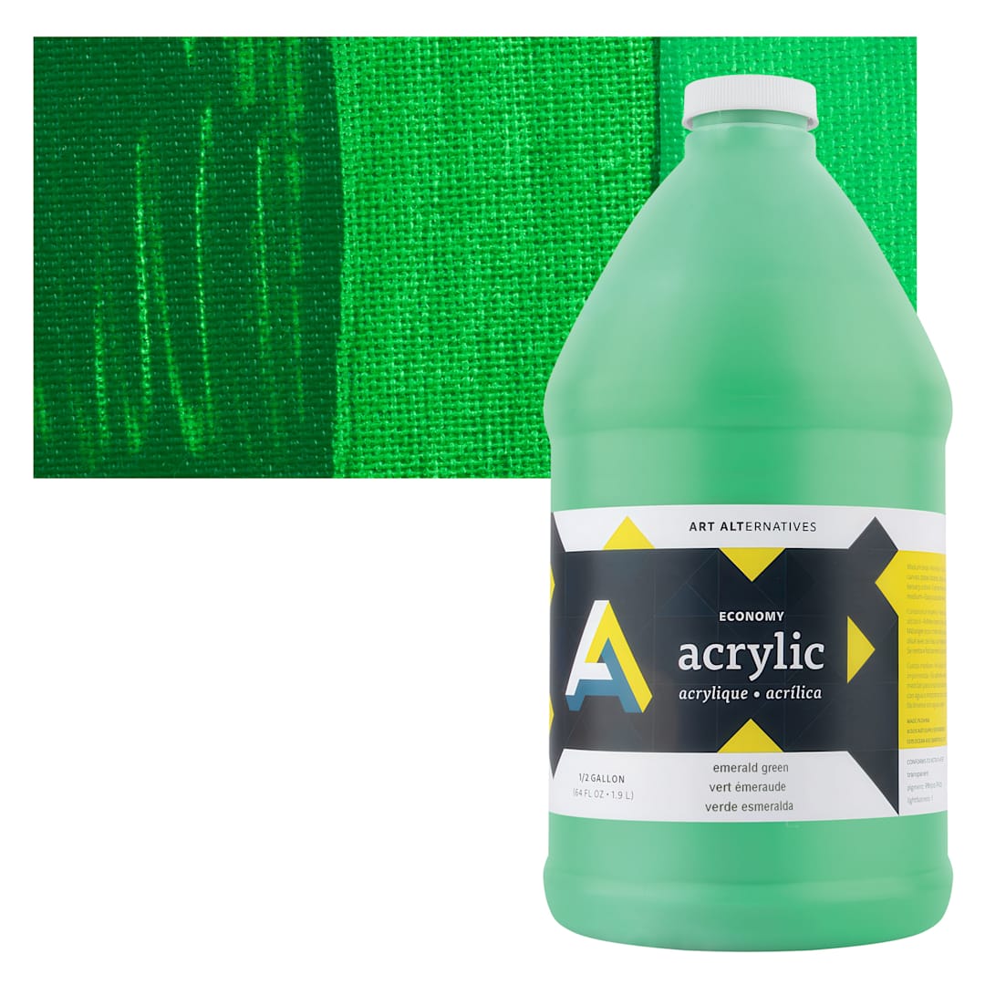 Open in modal - Art Alternatives Economy Acrylic - Emerald Green, 1.9 L bottle and swatch