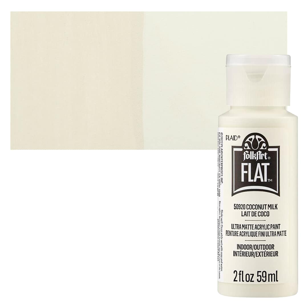 Open in modal - FolkArt Flat Ultra Matte Acrylic Paint - Coconut Milk, 2 oz bottle and swatch