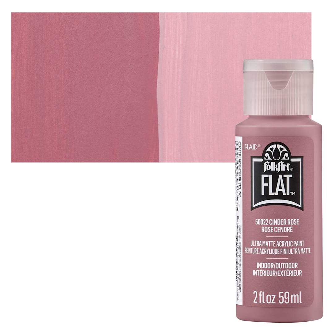 Open in modal - FolkArt Flat Ultra Matte Acrylic Paint - Cinder Rose, 2 oz bottle and swatch
