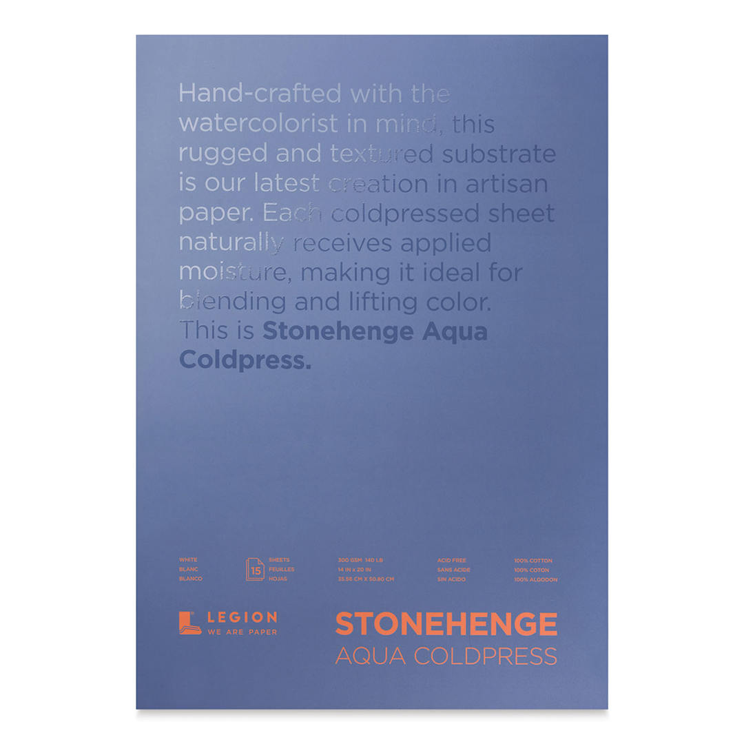 Open in modal - Legion Stonehenge Aqua Watercolor Block - Cold Press, 14" x 20", 140 lb, 15 sheets