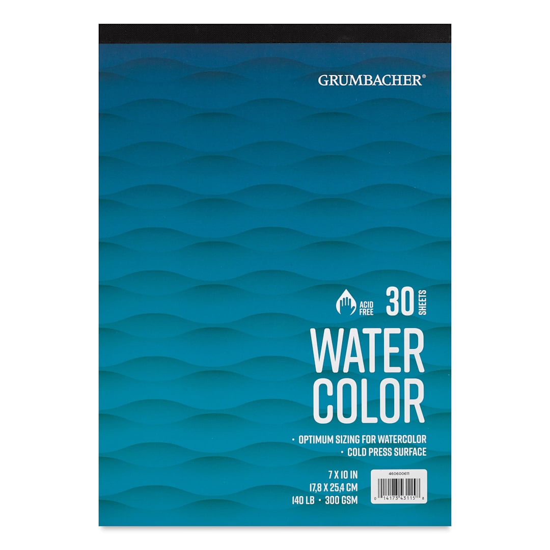 Open in modal - Grumbacher Watercolor Tapebound Pad - 7" x 10", 30 Sheets, 140 lb front cover