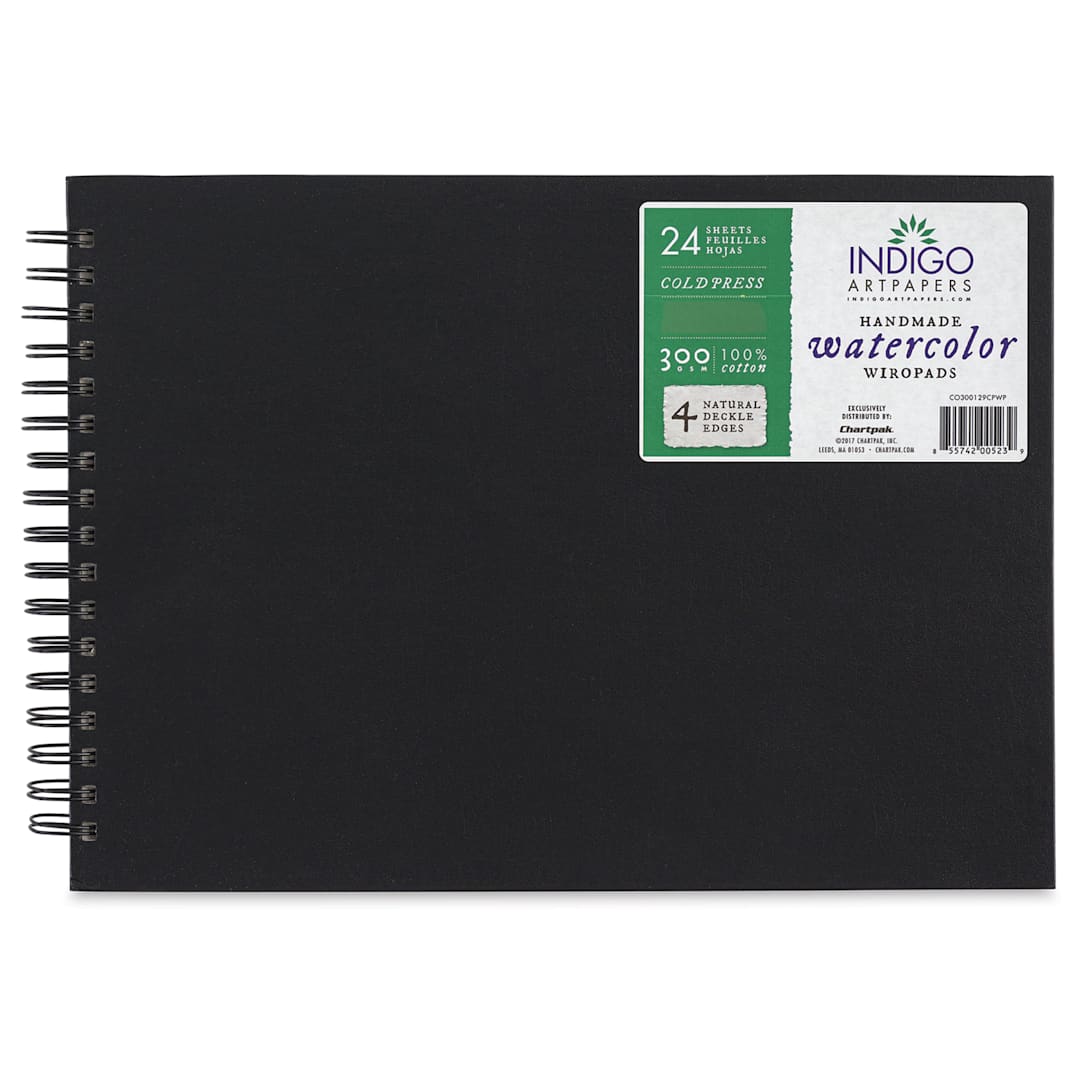 Open in modal - Chartpak Indigo Handmade Watercolor Wiro Pad, Hardcover, 11 in x 14 in, 24 Shts./Pad