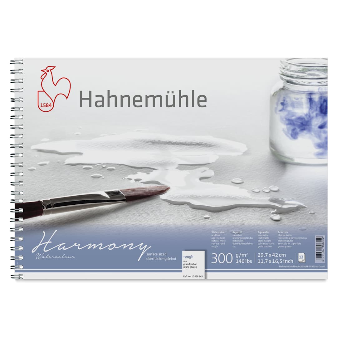 Open in modal - Hahnemühle Harmony Wirebound Watercolor Pad - 11.7" x 16.5", Rough, front cover