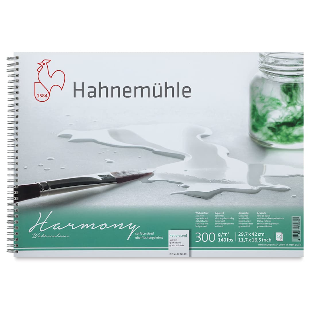 Open in modal - Hahnemühle Harmony Wirebound Watercolor Pad - 11.7" x 16.5", Hot Press, front cover