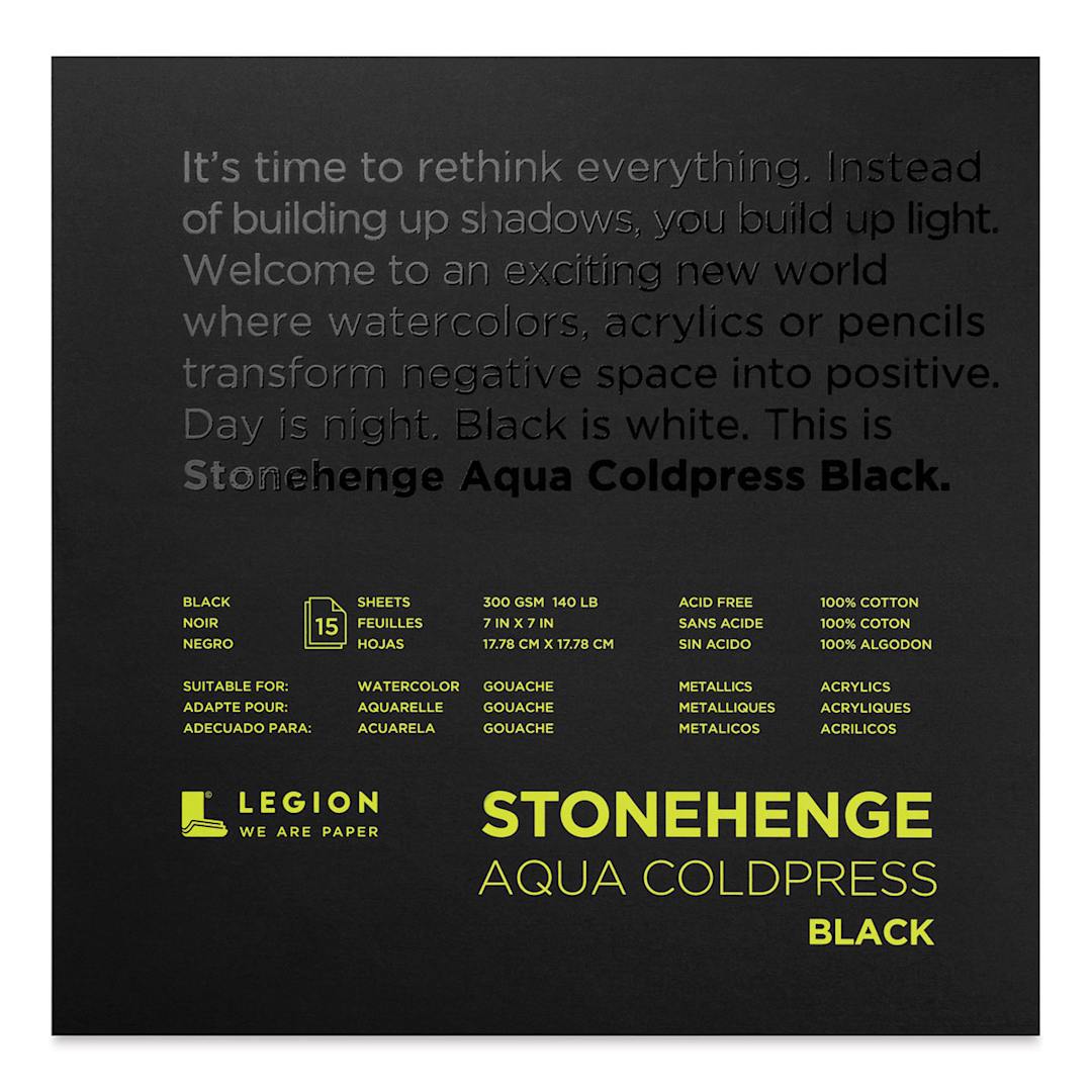 Open in modal - Legion Stonehenge Aqua Black Watercolor Paper Pad - 7" x 7", Cold Press, 15 Sheets