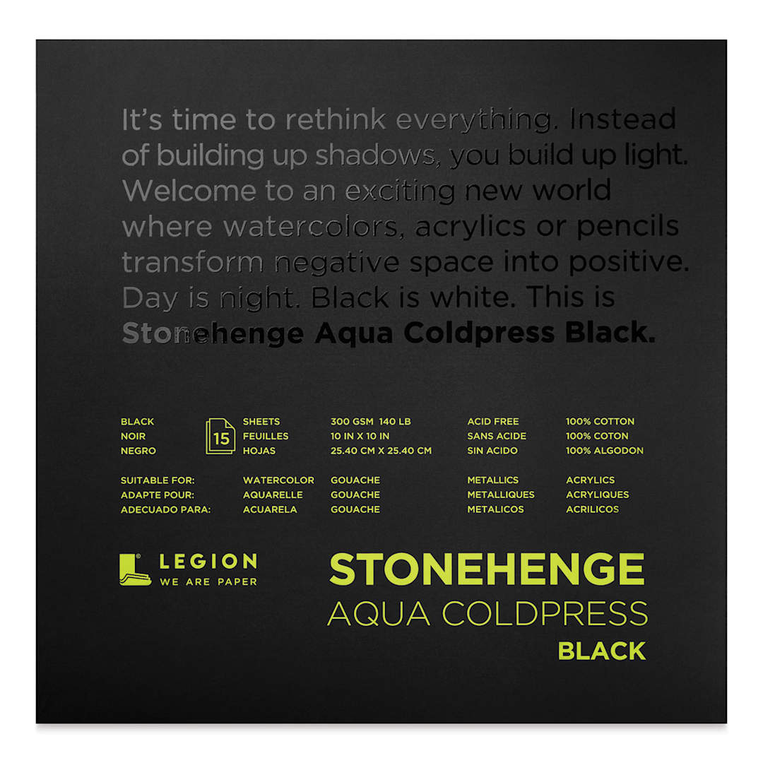 Open in modal - Legion Stonehenge Aqua Black Watercolor Paper Pad - 10'' x 10'', Cold Press, 15 Sheets