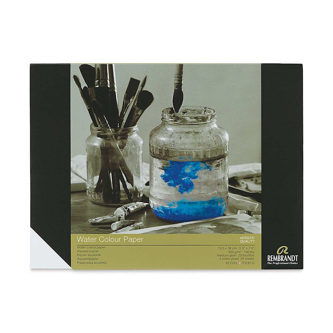 Open in modal - Rembrandt 25% Cotton Watercolor Paper Block - 5-1/2" x 7", front cover