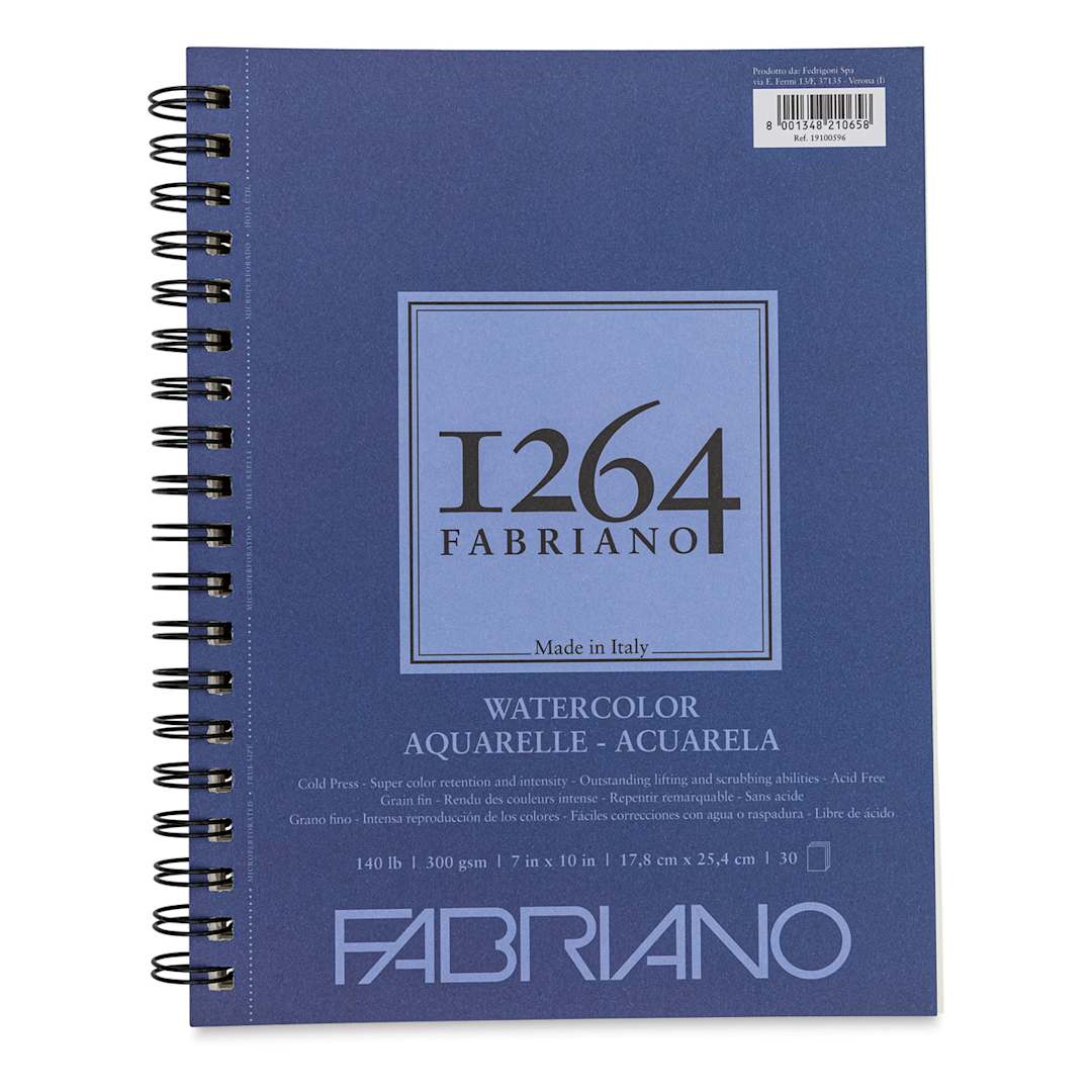 Open in modal - Fabriano 1264 Watercolor Pad, 7" x 10", Spiral, 30 Sheets, Portrait