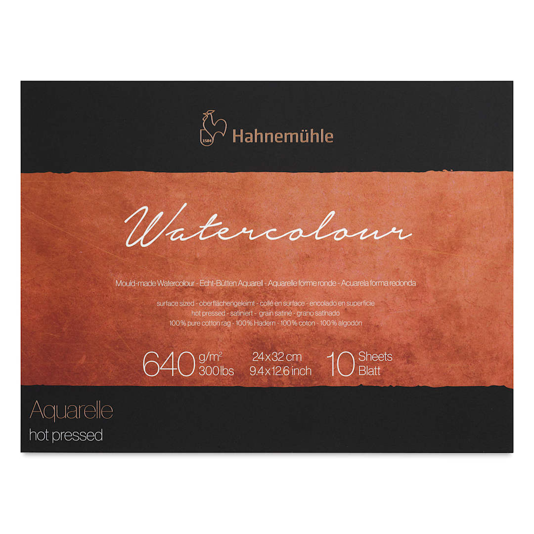 Open in modal - Hahnemühle The Collection Watercolor Block - Hot Press, 9.4" x 12.6", 300 lb, 10 Sheets front cover