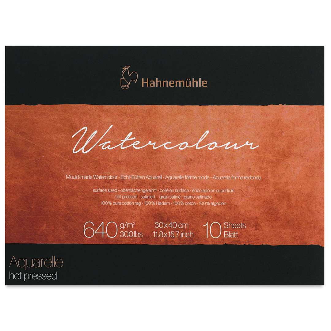 Open in modal - Hahnemühle The Collection Watercolor Block - Hot Press, 11.8" x 15.7", 300 lb, 10 Sheets front cover