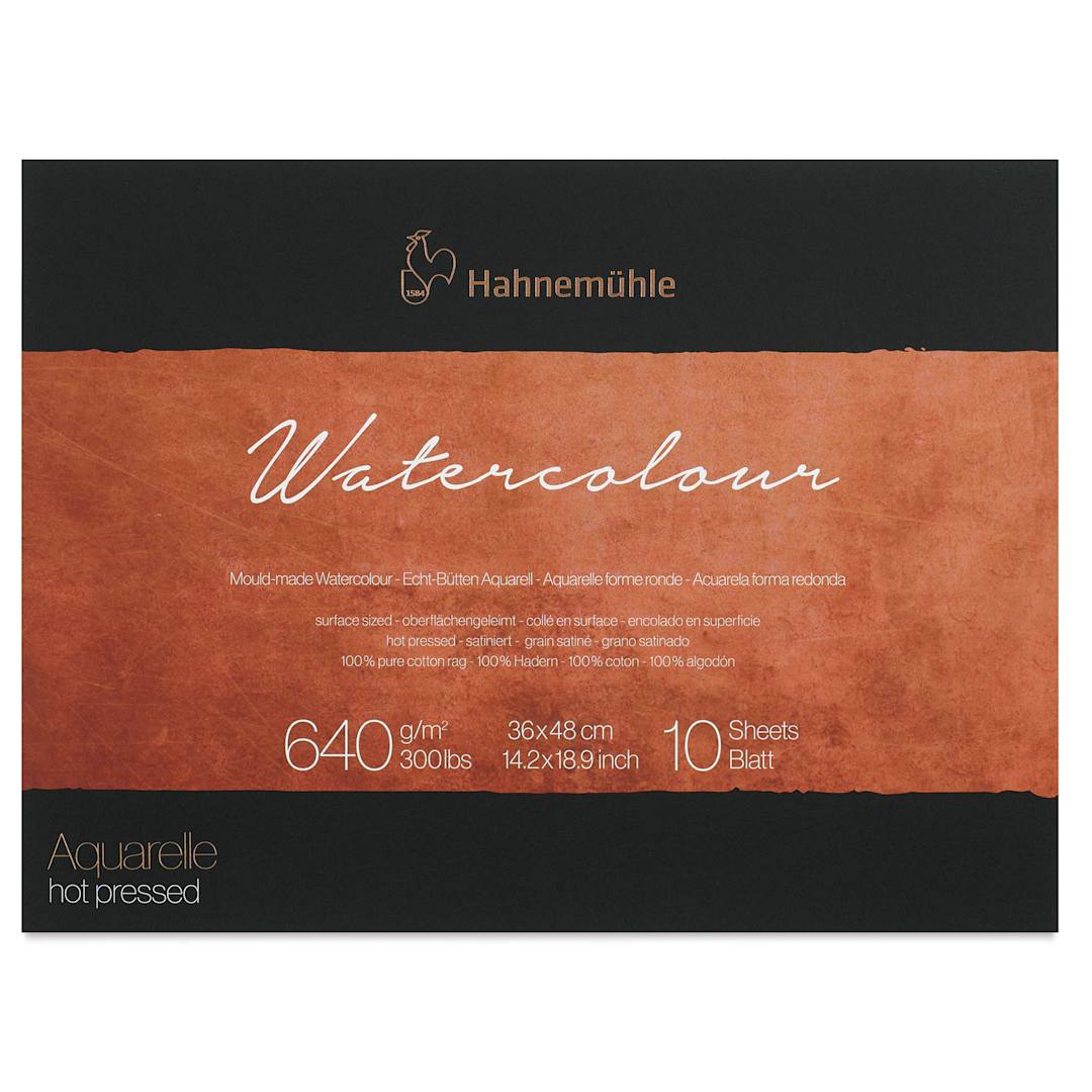Open in modal - Hahnemühle The Collection Watercolor Block - Hot Press, 14.1" x 18.9", 300 lb, 10 Sheets front cover
