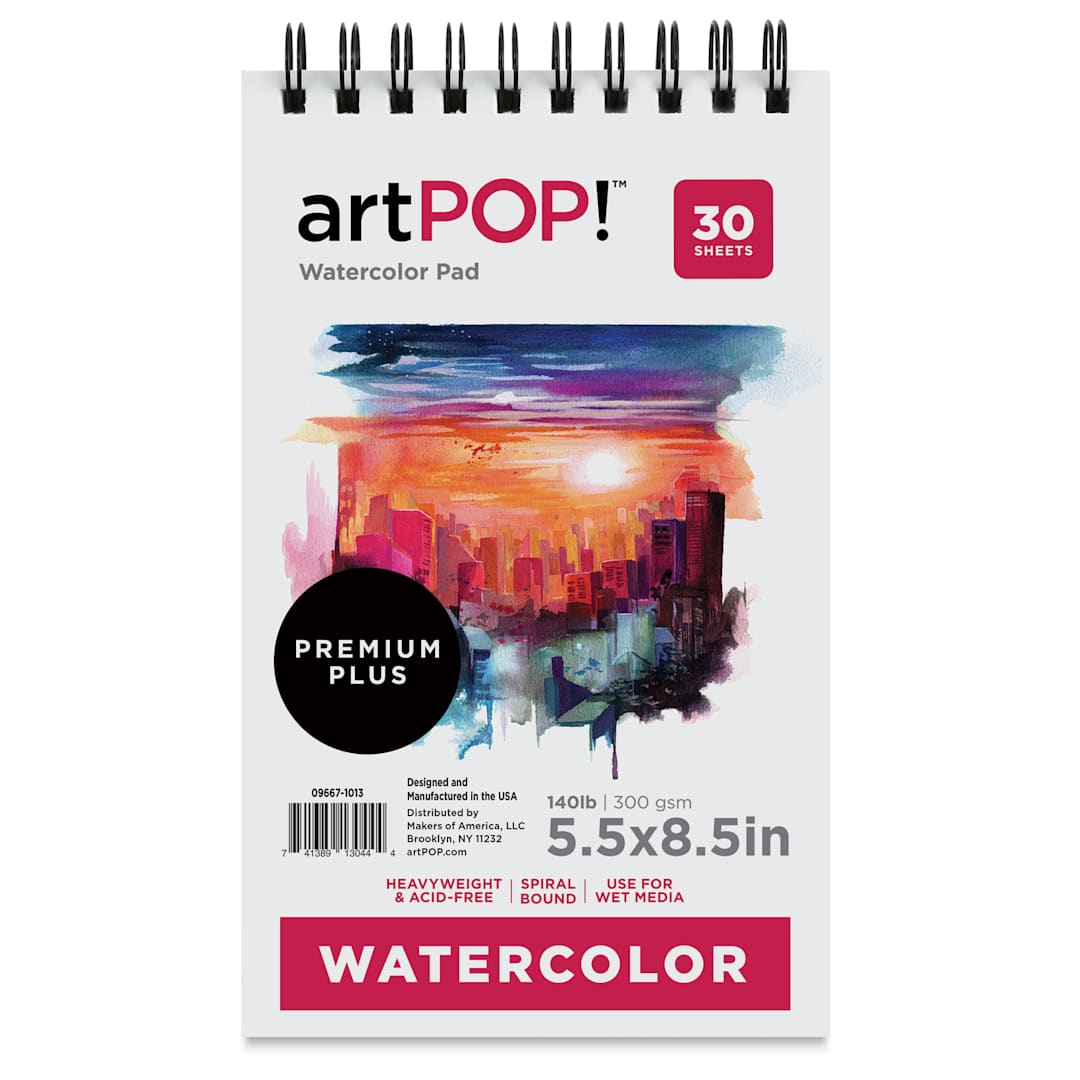 Open in modal - artPOP! Watercolor Spiral Bound Pad - 5-1/2" x 8-1/2", 30 sheets