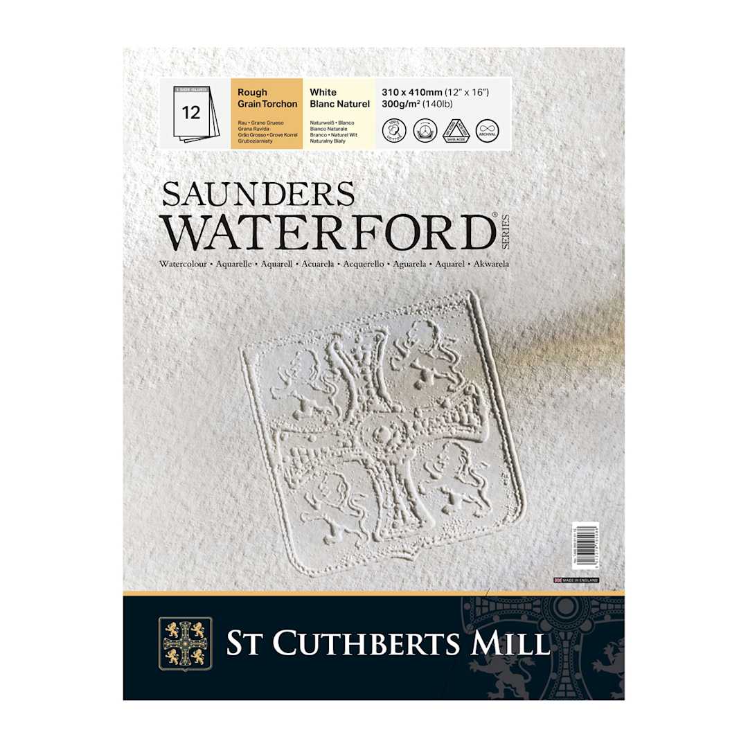 Open in modal - St Cuthberts Mill Saunders Waterford Watercolor Pad, Rough, 16 in x 12 in, 12 Shts./Pad
