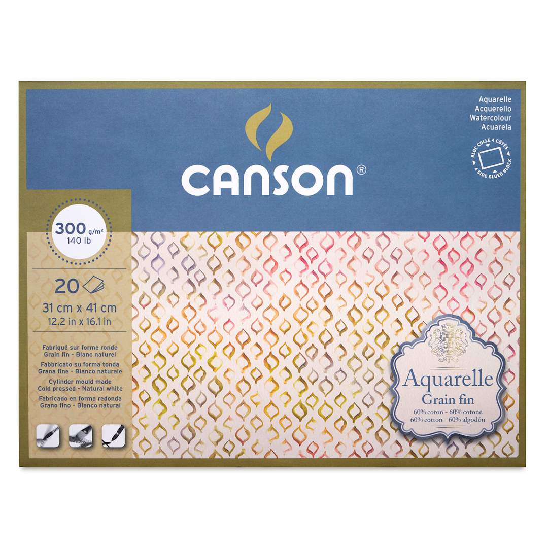 Open in modal - Canson Aquarelle Block - Blick Exclusive! 12.2" x 16.1", Cold Press, front cover