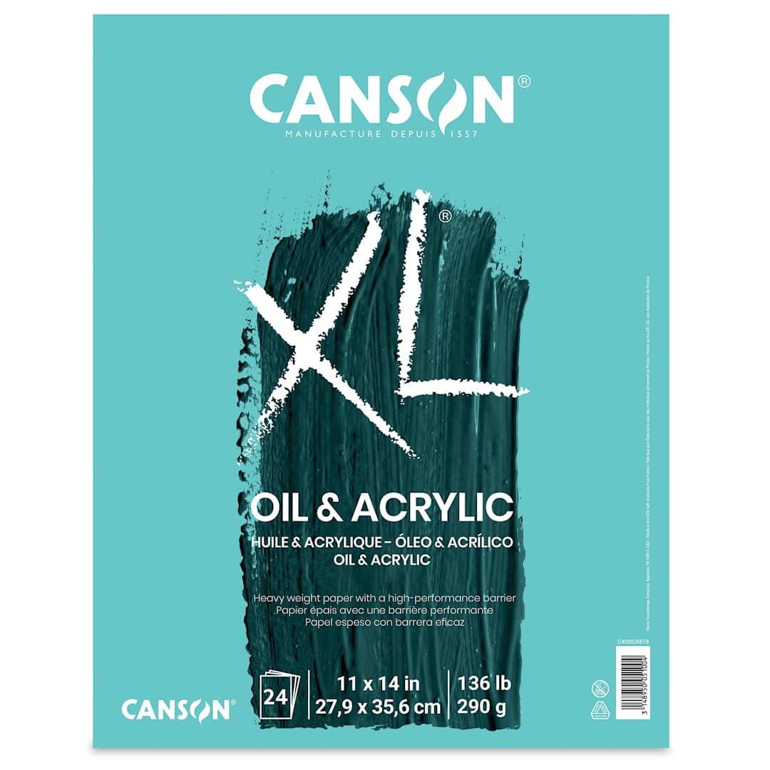 Open in modal - Canson XL Oil and Acrylic Pad - 11" x 14", 24 Sheets