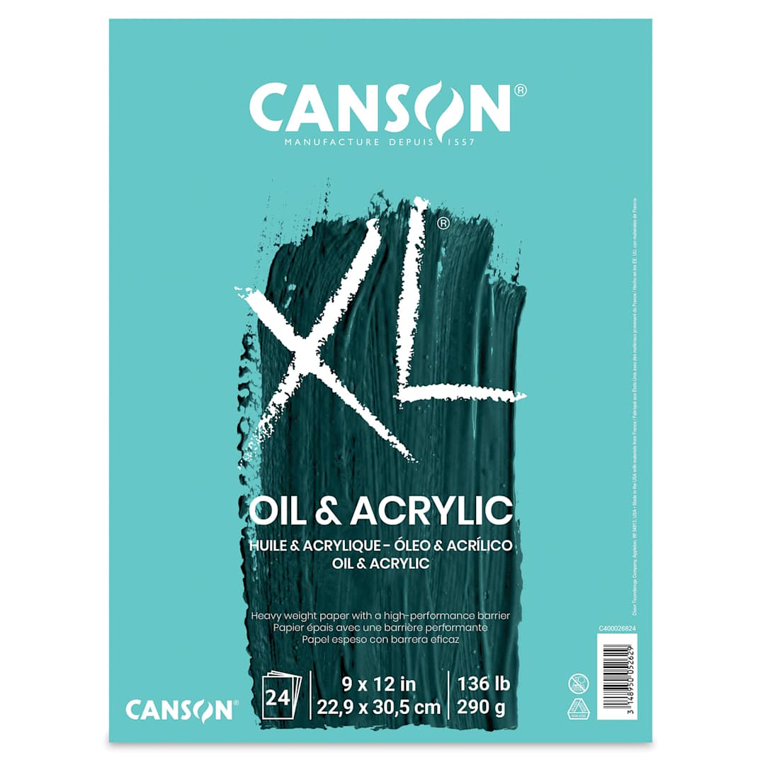 Open in modal - Canson XL Oil and Acrylic Pad - 9" x 12", 24 Sheets - front