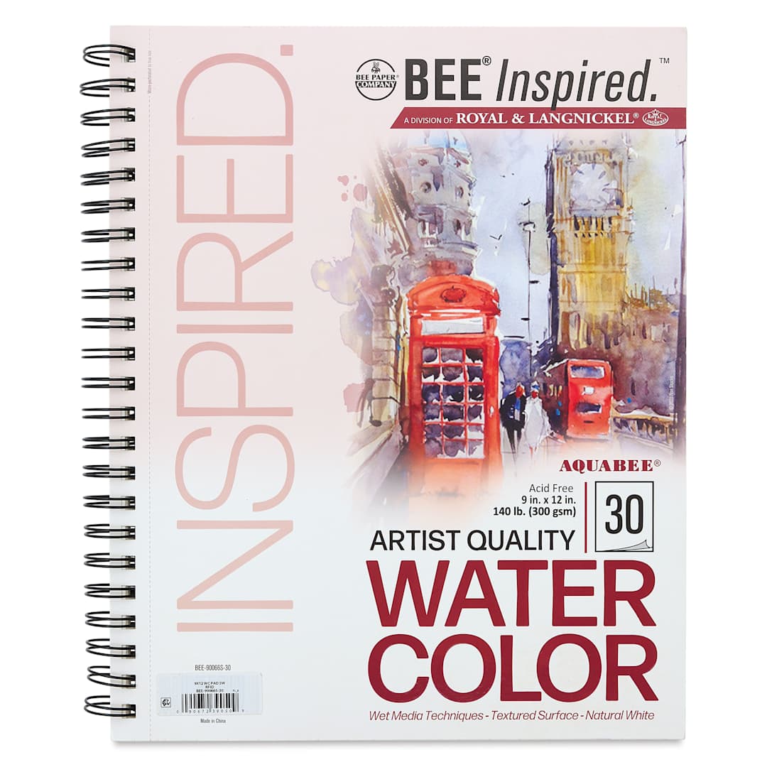 Open in modal - Bee Inspired Wirebound Watercolor Artist Pad - 9" x 12", front cover