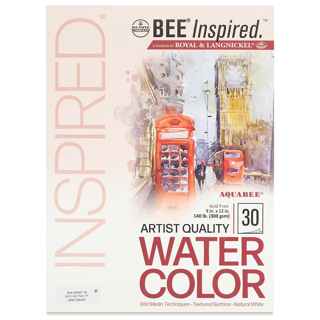 Open in modal - Bee Inspired Tape Bound Watercolor Pad - 9" x 12", 300 gsm, 30 Sheets