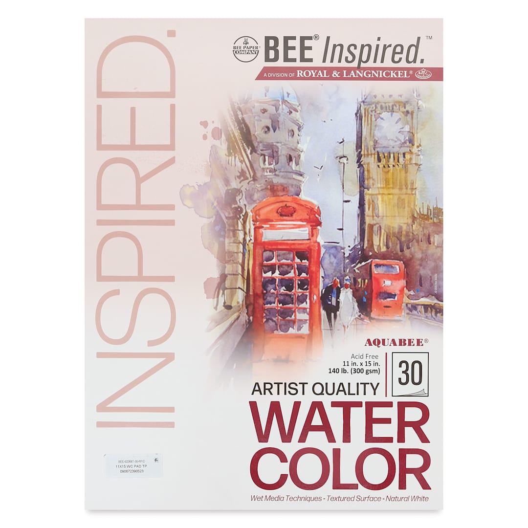 Open in modal - Bee Inspired Tape Bound Watercolor Pad - 11" x 15", 300 gsm, 30 Sheets