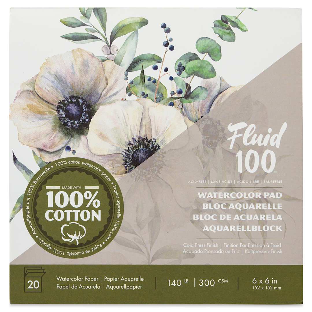 Open in modal - Fluid 100 Watercolor Pad - 6" x 6", Cold Press, 20 Sheets, front cover