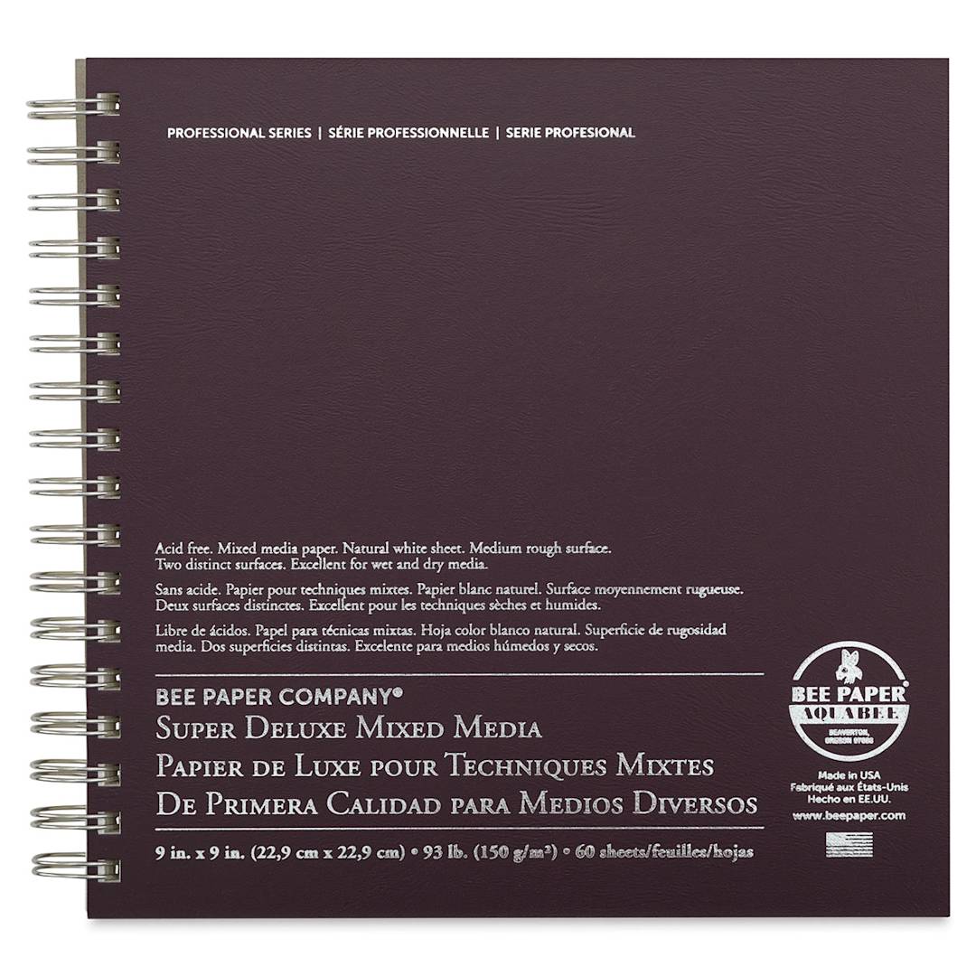 Open in modal - Bee Paper Aquabee Super Deluxe Sketchbook - 9" x 9", 60 Sheets
