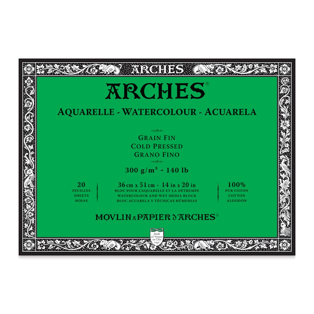 Open in modal - Arches Watercolor Block - 14" x 20", Cold Press, 20 Sheets