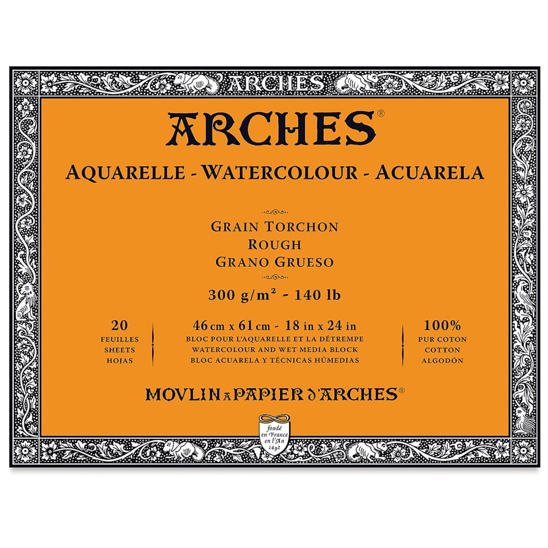 Open in modal - Arches Watercolor Block - 18" x 24", Rough, 20 Sheets