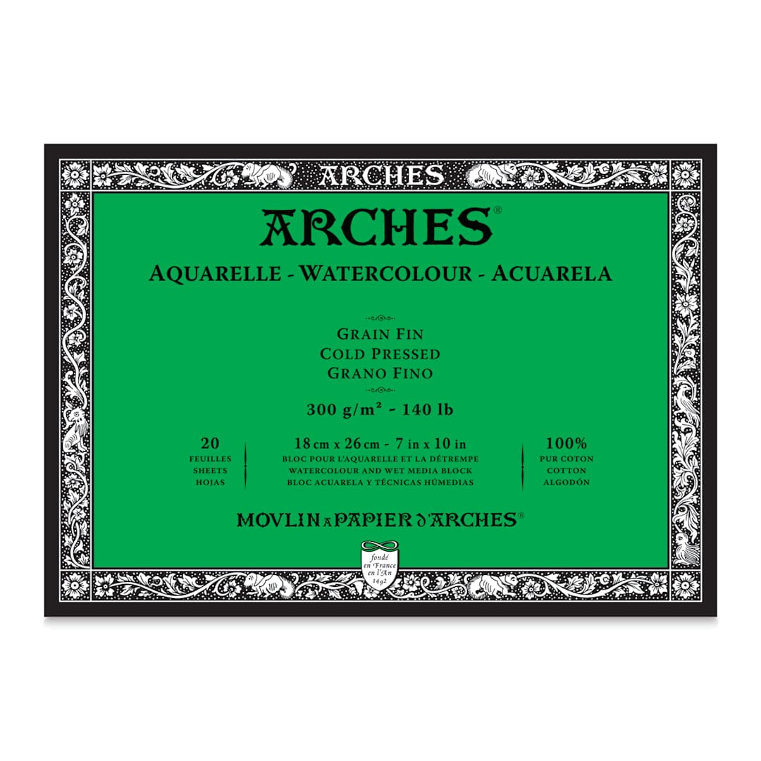 Open in modal - Arches Watercolor Block - 7" x 10", Cold Press, 20 Sheets