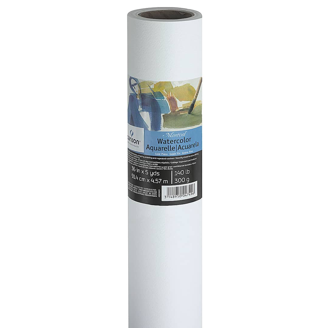 Open in modal - Montval Watercolor Paper Roll - Closeup of roll showing label