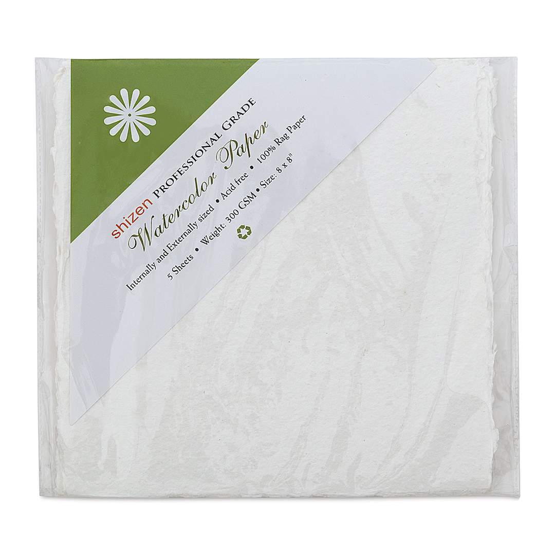 Open in modal - Shizen Professional Watercolor Paper - 8" x 8", Cold Press/Rough, Pkg of 5 Sheets