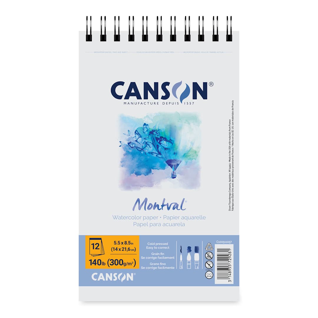 Open in modal - Canson Montval Wirebound Watercolor Pad - 5-1/2" x 8-1/2", 140 lb, 12 Sheets, front cover