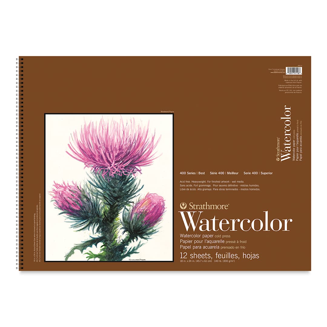 Open in modal - Strathmore 400 Series Watercolor Paper Pad - 18'' x 24'', Wire Bound, 12 Sheets
