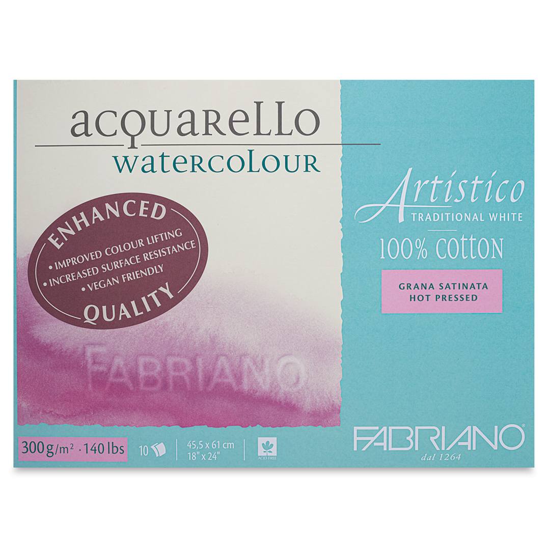 Open in modal - Fabriano Artistico Enhanced Watercolor Block - Traditional White, Hot Press, 18" x 24"