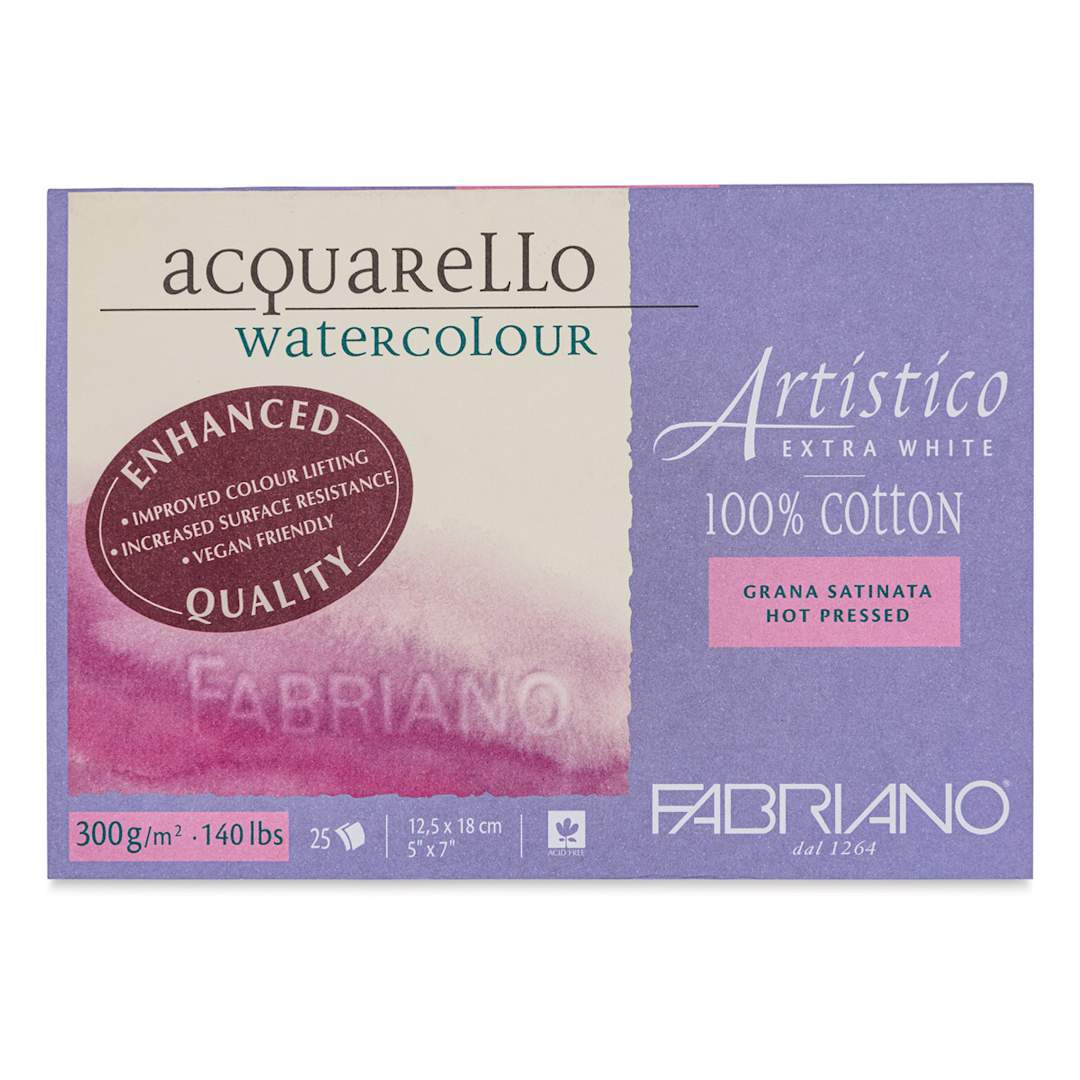 Open in modal - Fabriano Artistico Enhanced Watercolor Block - Extra White, Hot Press, 5" x 7"