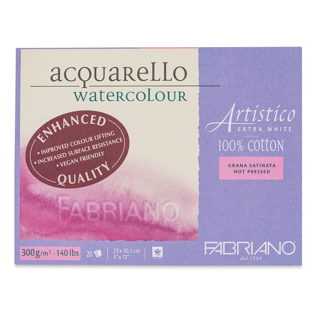 Open in modal - Fabriano Artistico Enhanced Watercolor Block - Extra White, Hot Press, 9" x 12"