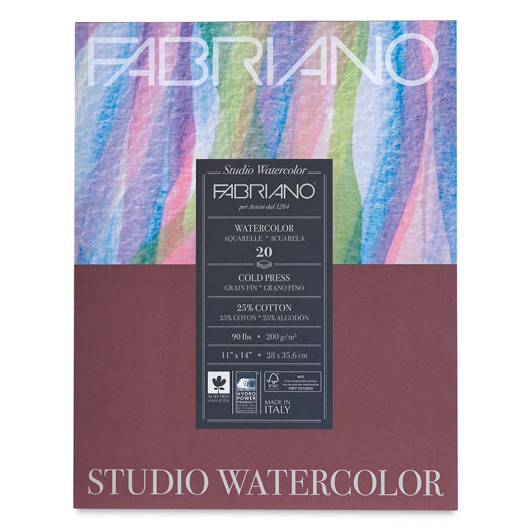 Open in modal - Fabriano Studio Watercolor Pad - 11'' x 14'', 200 gsm, Cold Press, 20 Sheets (front cover)