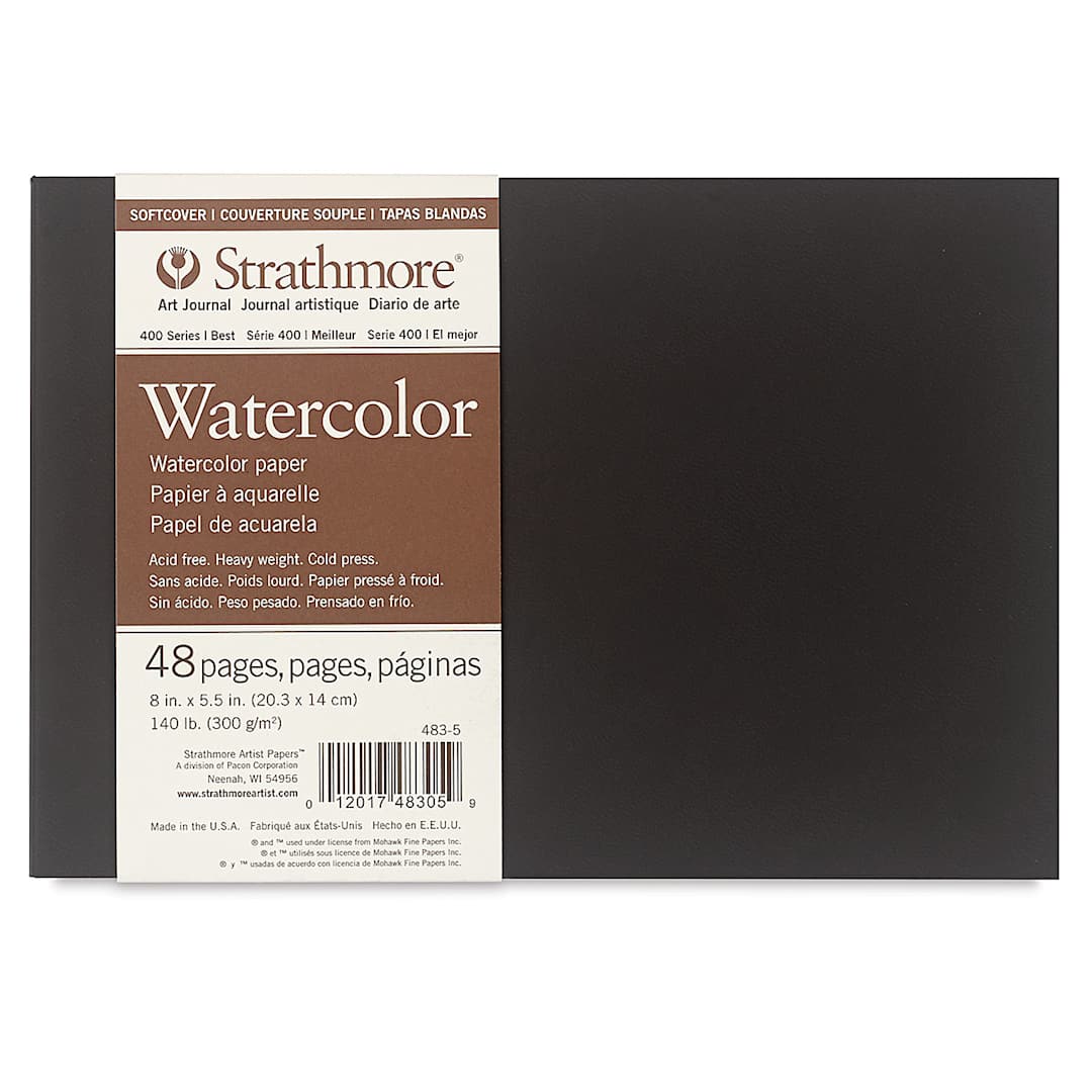 Open in modal - Strathmore Softcover 400 Series Watercolor Art Journal - 5-1/2" x 8", 140 lb, 24 Sheets - Landscape