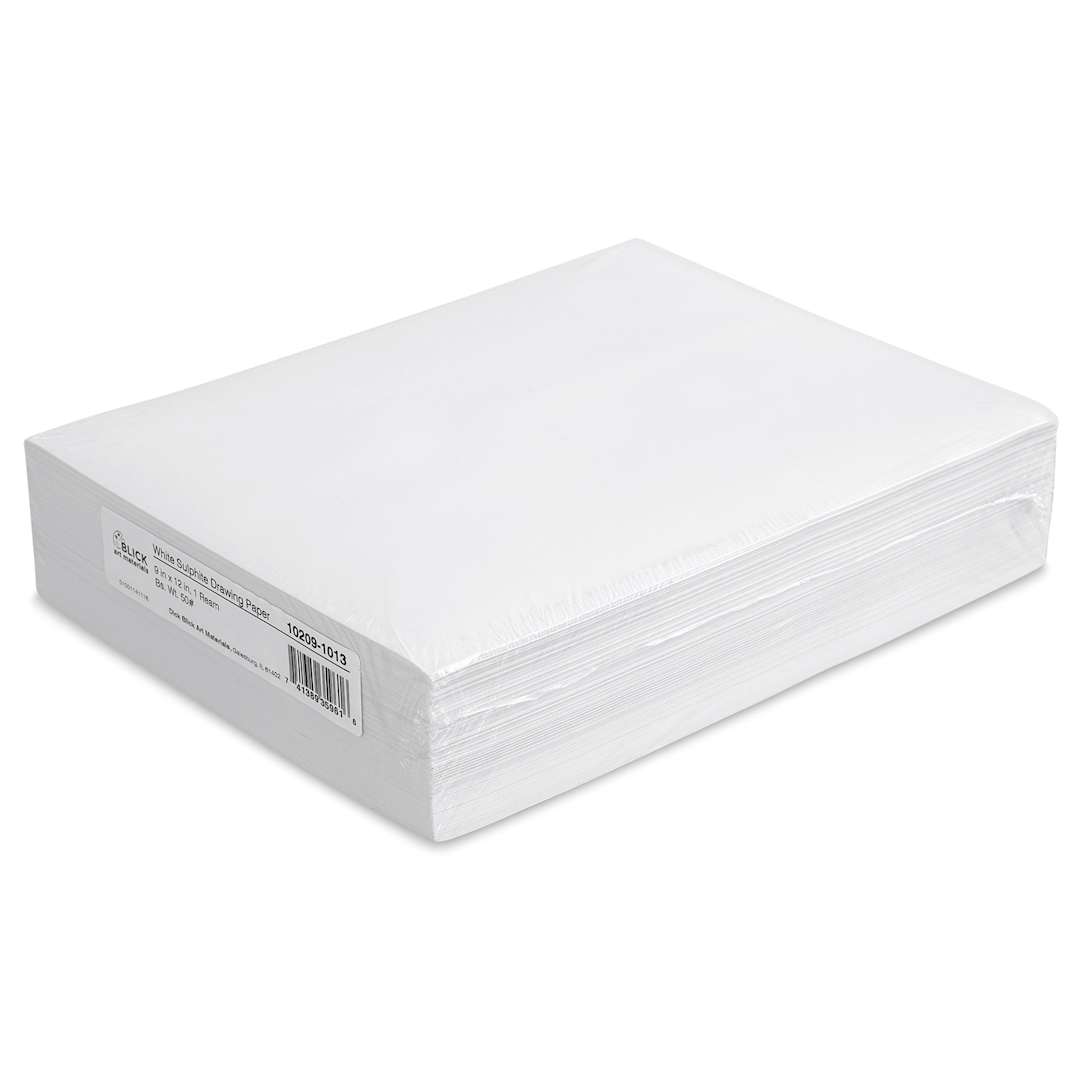 Open in modal - Blick Sulphite Drawing Papers - 9" x 12", White, 500 Sheets, 50 lb