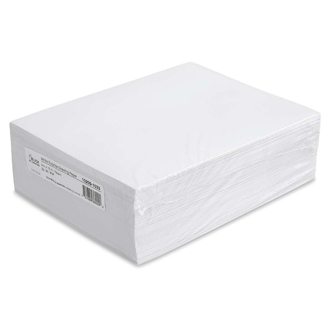 Open in modal - Blick Sulphite Drawing Papers - 9" x 12", White, 500 Sheets, 80 lb