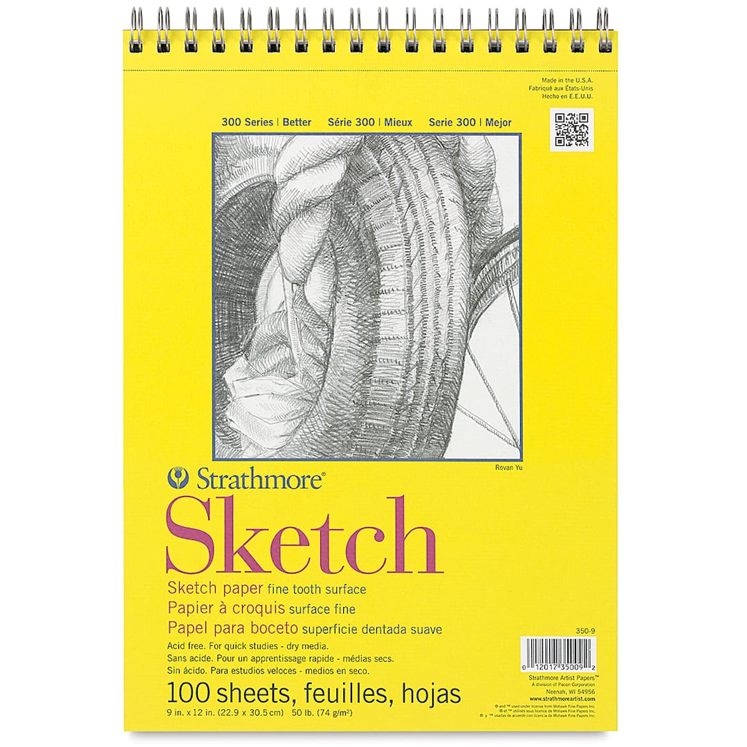 Open in modal - Strathmore 300 Series Wirebound Sketch Pad - 9" x 12", 50 lb, 100 Sheets