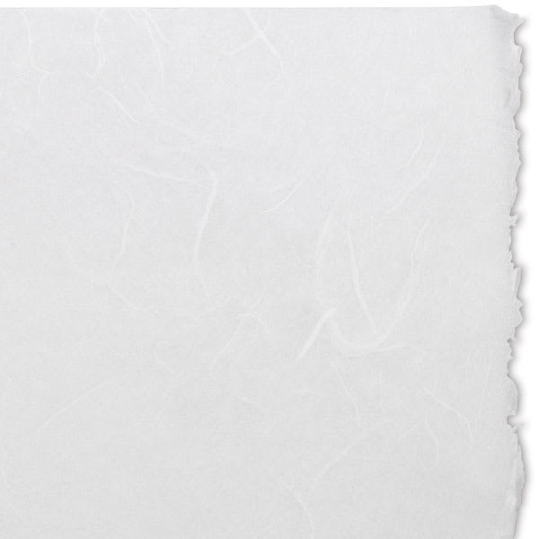 Open in modal - Unryu Paper - Full sheet of White sheet showing deckle edges and overall texture