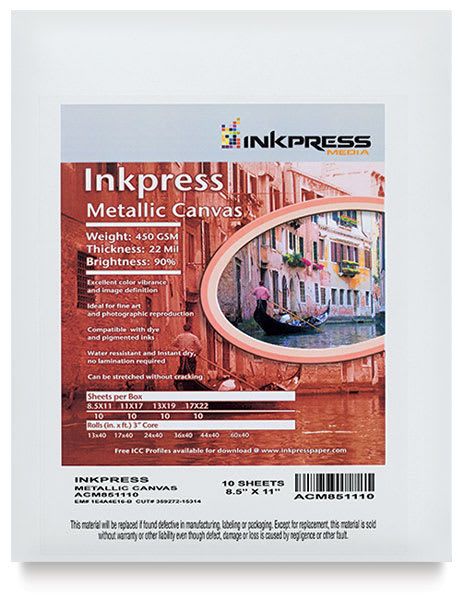 Open in modal - Inkpress Metallic Canvas - Front of package with label
