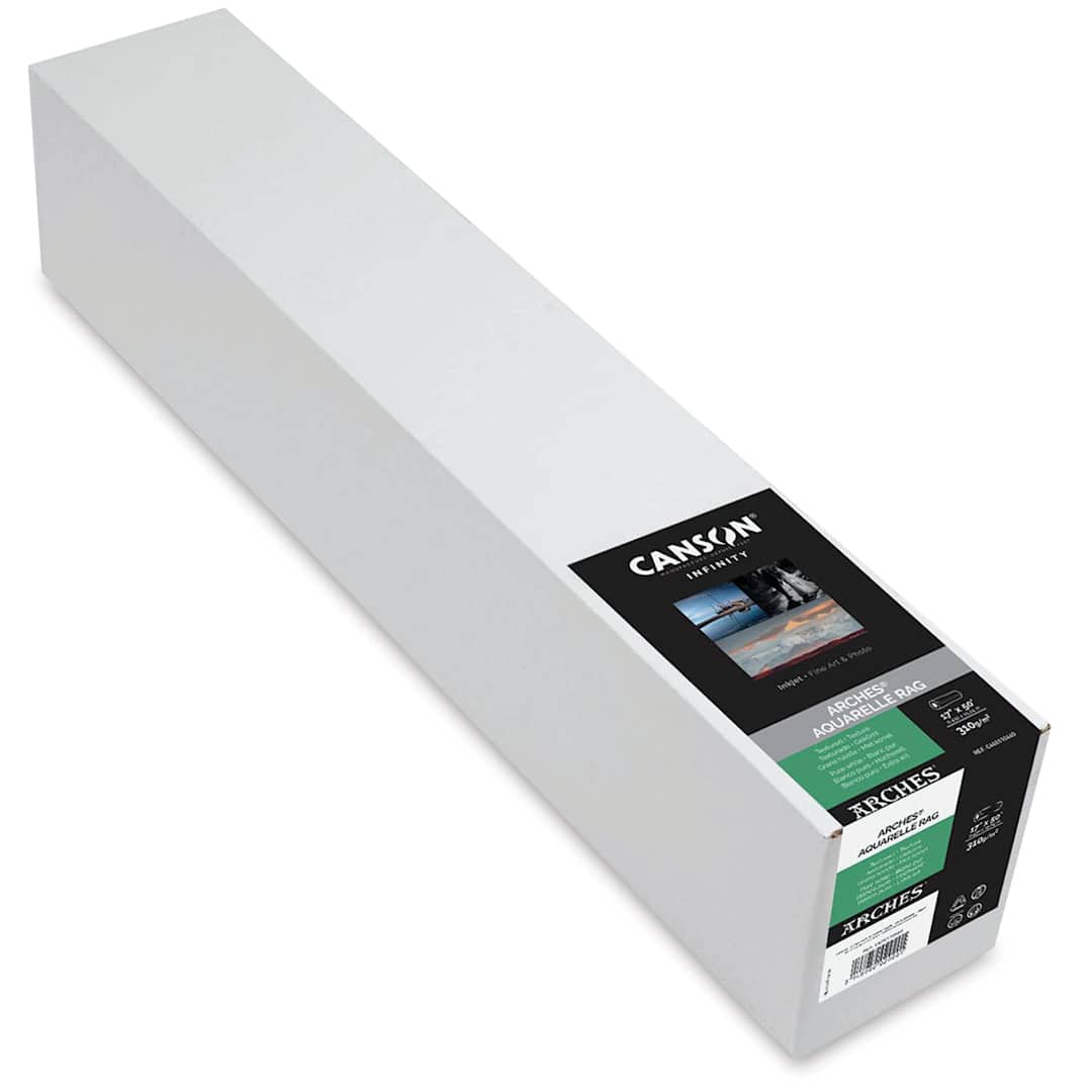 Open in modal - Canson Infinity Arches Aquarelle Rag Inkjet Paper - 17" x 50 ft, 310 gsm, Roll