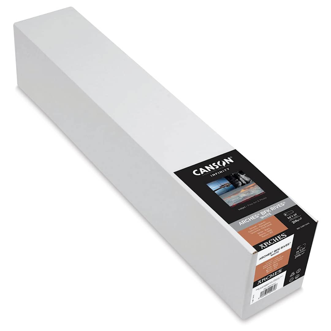 Open in modal - Canson Infinity Arches BFK Rives Inkjet Fine Art and Photo Paper - 24" x 10 ft, White, 310 gsm, Roll