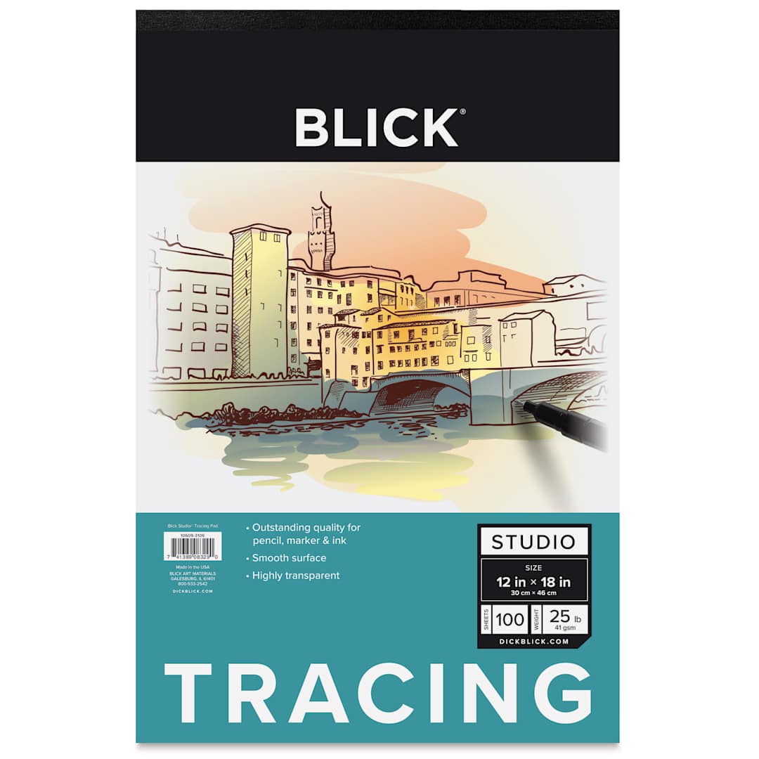 Open in modal - Blick Studio Tracing Paper Pad - 12" x 18", 100 Sheets, front of pad